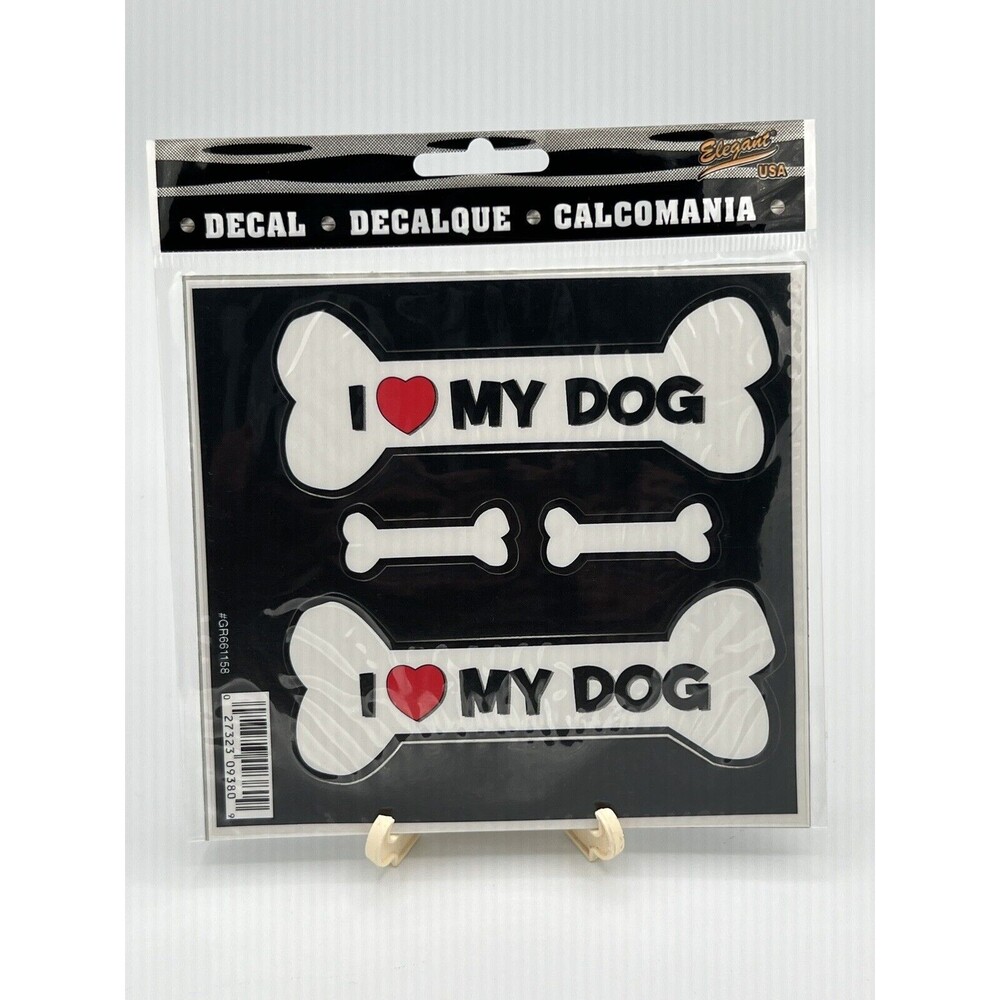 I Heart Love My Dog - Purebred Dog Bone Car Vinyl Decal Sticker